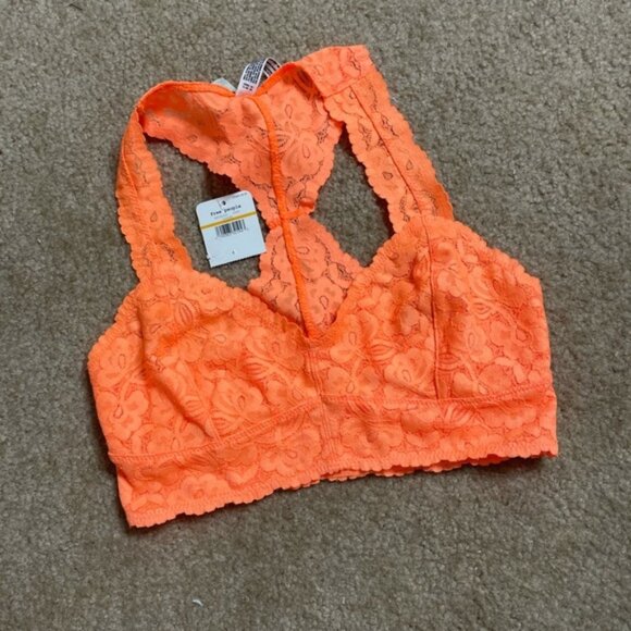 Free People lace neon Orange bralette - Picture 1 of 2